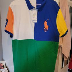 Polo Ralph Lauren Mesh Colorblock BIG PONY Polo Shirt Mens 