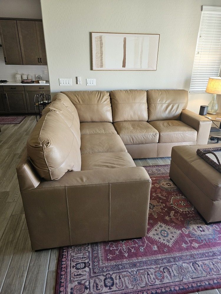 Ashley Bandon Leather Sofa And Ottoman Sectional