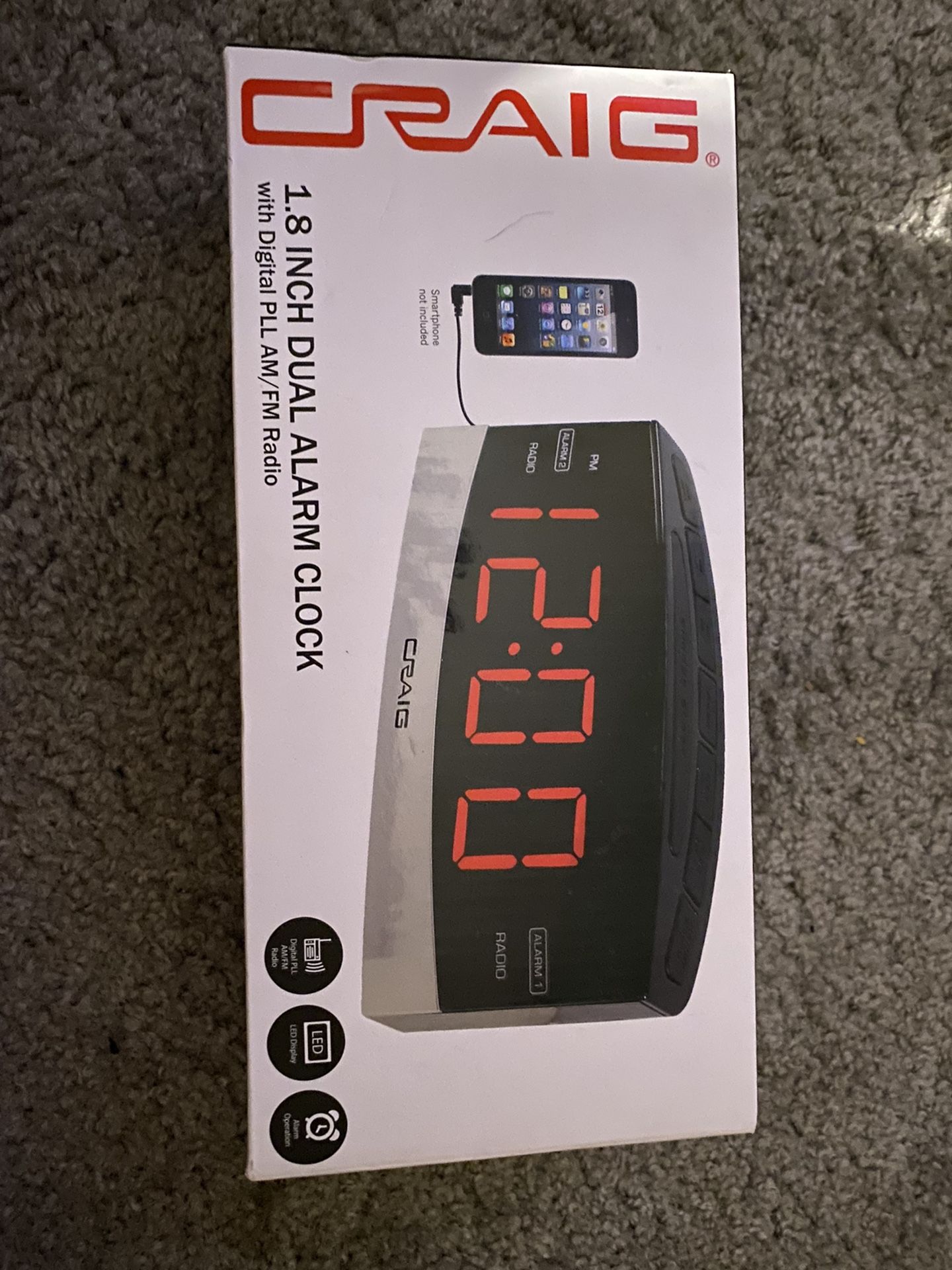 Craig 1.8 Inch Dual Alarm Clock 