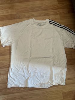 Y-3 Men's XL White Short Sleeve Crew Neck Tee w/ Black 3-Stripe Sleeve