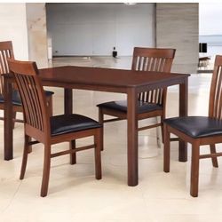 Dining Set 5pcs Color Walnut 