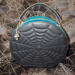 Lux De Ville Blue Black Widow Spider Web Hatbox