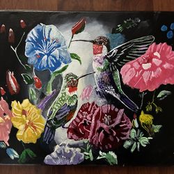 Hummingbirds in a Midnight Garden