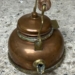 19Th Century, Mexican Tea Kettle, Brass, And Copper