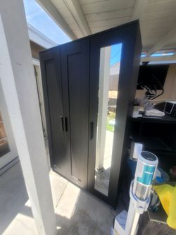 Storage closet & gray table