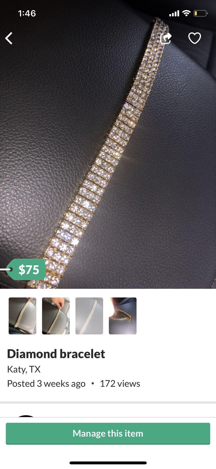 Diamond bracelet 50$