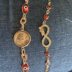 Red Eye Bracelet  Gold Plated /oro Laminado