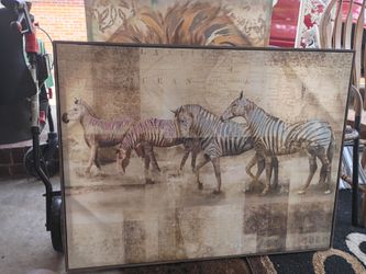Large Framed Zebra Wall Art Canvas
