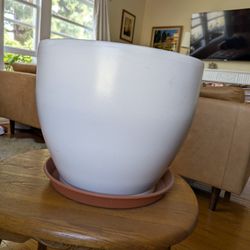 White Glazed Ceramic Planter, Large 15x15in