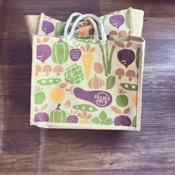 Discontinued Trader Joe’s Reusable Grocery Totes With Veggies Print 