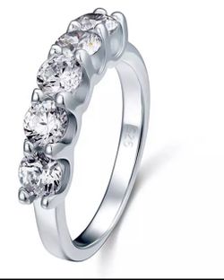 Silver 925 Rind With 5 Crystal Stones New