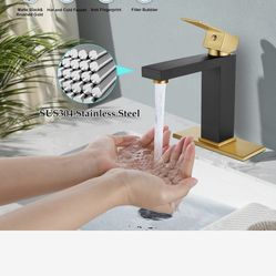 Bathroom Sink Faucet 1 Holes with Supply Hoses and 1 Handles Matte  Nickel And Black Gold And Gold Nickel A60 