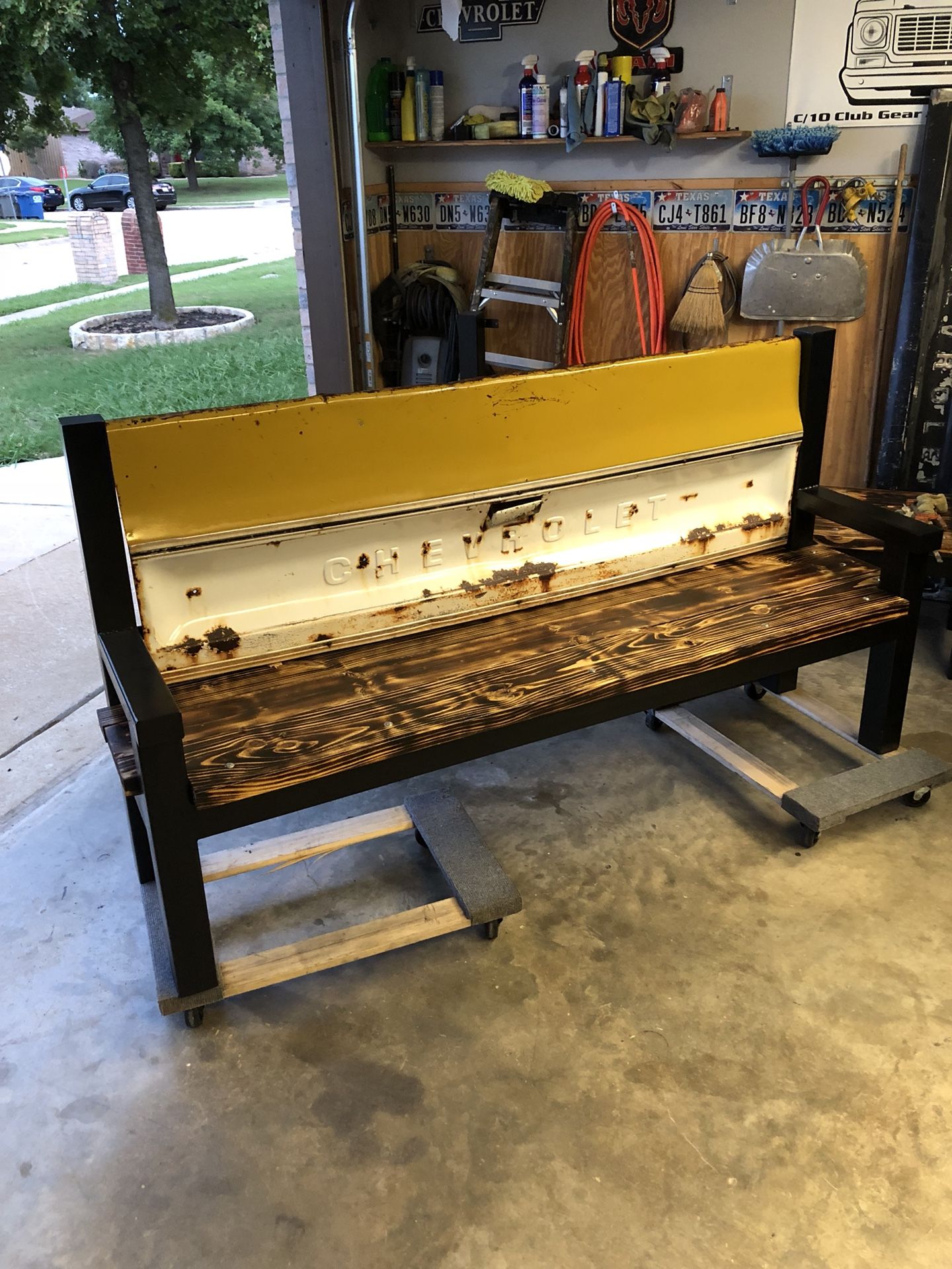 Heavy duty Chevy square body tailgate bench
