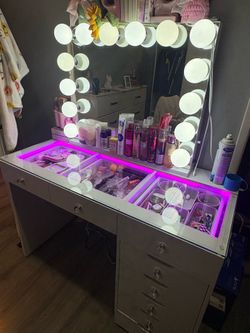 Vanity white with  Bluetooth speaker and lights