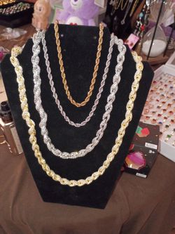 Gold filled AAA CZ twisted rope chain, white gold and yellow gold.