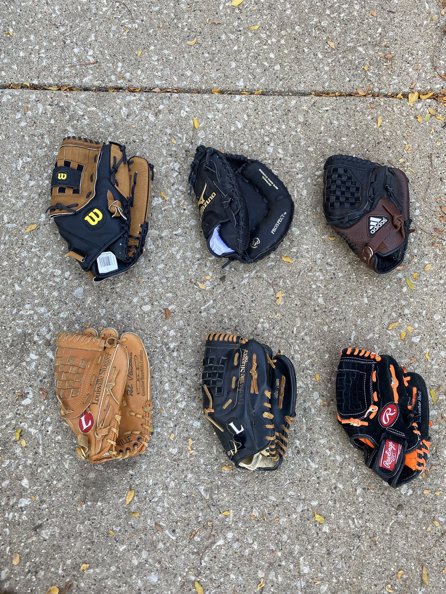 All leather : Baseball Gloves $25-$35 each