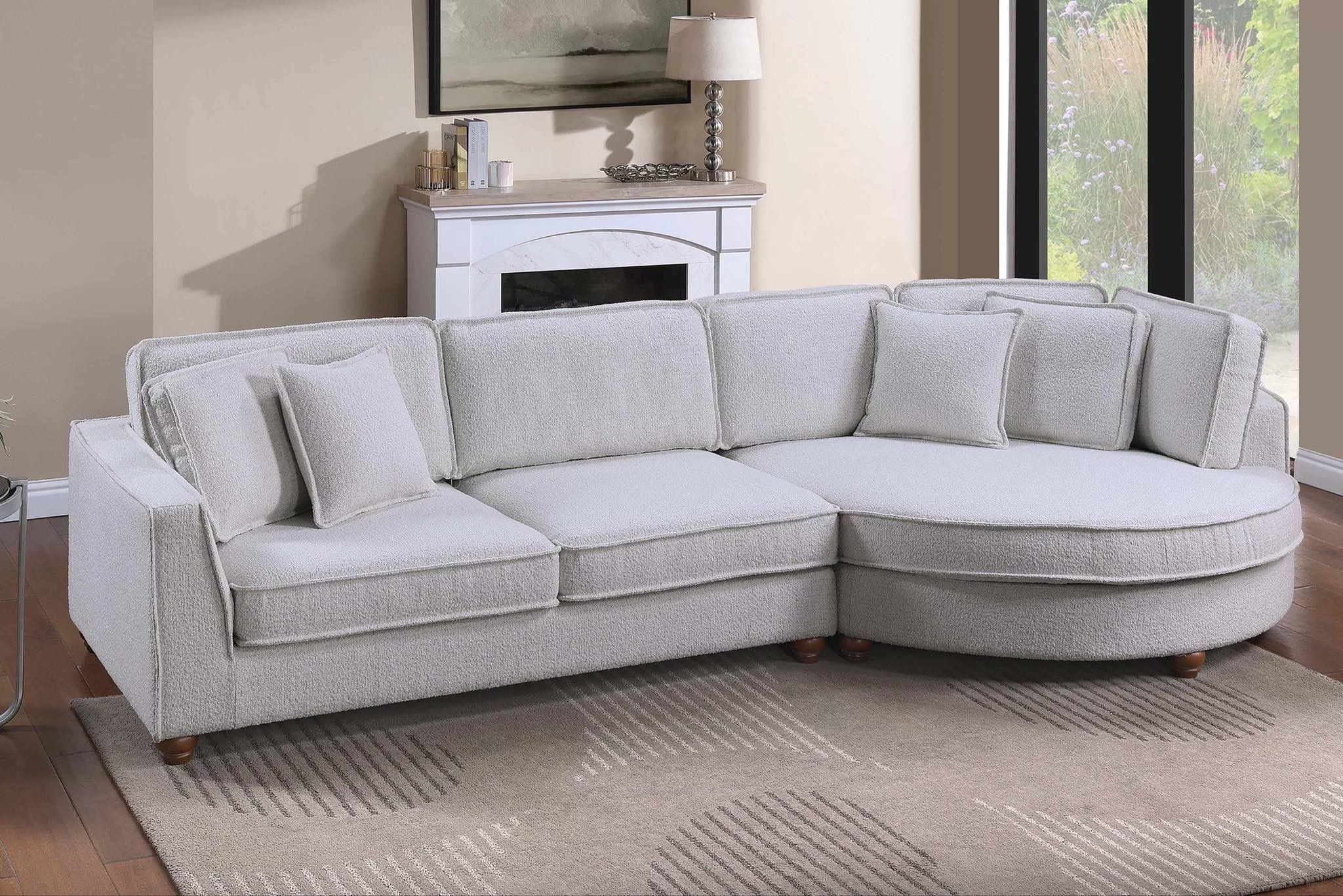 New Boucle Fabric Sectional Couch : Free Delivery