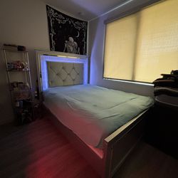 Light Up Queen Bed frame And Chest Drawer