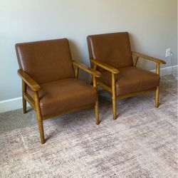 2 Faux Leather Arm Chairs 
