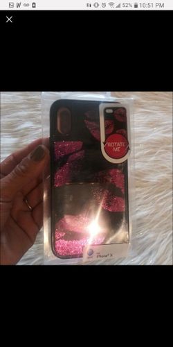 IPhone X Pink Glitter Lips Phone Case
