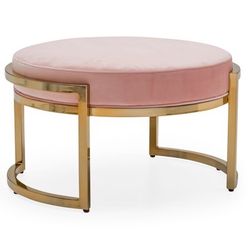 MoDRN Marni Metal Base Ottoman, Multiple Colors Rose Tan