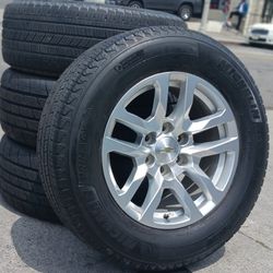 18" Chevy Silverado GMC Sierra Factory Stock OEM Wheels & Tires Tahoe Suburban Escalade Yukon Ram Tundra Titan Rims Rines Llantas.. Setof4 