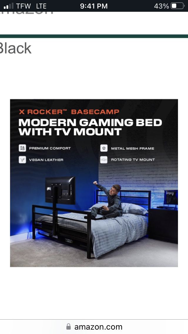 Full Size Gaming Bed Frame With Tv Mount