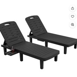 UDPATIO Oversized Pool Lounge Chair Outdoor, 5-Level Adjustment Backrest, Extra Widen Chaise with Cup Holder Easy Assembly Patio Chair for Beach Garde