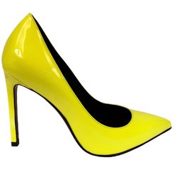 YSL Saint Laurent Women's Yellow Patent Leather Pumps Heels 36 