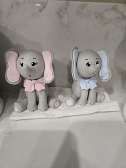 Elephant Gender Reveal Cake Toppers 