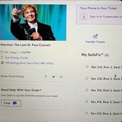 Barry Manilow Tickets August 2, 2024 In St.Paul, MN