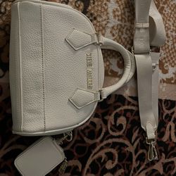 Steve Madden Cream Dome Satchel + Crossbody Strap & Pouch