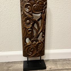 Floral Sculpture on Stand Dark Brown 19 x 6 inches