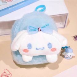 New Sanrio Cinnamoroll Plush Coin Pouch Keychain Cute Mini Bag Blue w Charm  Size: 3.5x4x1.5”   * Cute Cinnamoroll plush mini pouch design * Soft fluf