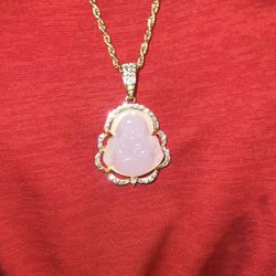 24K gold pink buddha chain