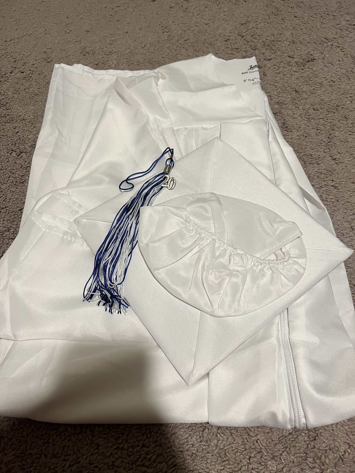 White Graduation Cap & Gown