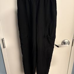 A New Day Women's Black Pants Elastic Waist Pocket Solid Regular Fit Small