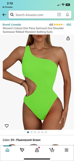 Women's Cutout One Piece Swimsuit One Shoulder Swimwear Ribbed Monokini Bathing Suits