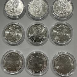 1 Oz American Eagle OR Mercury Dime Or Buffalo Design Silver