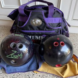 Bowling balls + bag 