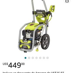 RYOBI Lavadora a presión de gas de agua fría de 3300 PSI 2.5 GPM