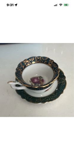 Miniature Hand Painted Tea Cup and Plate Set
