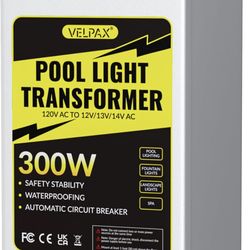 300W 120V AC to 12V/13V/14V AC Multi-tap Safety Pool Light Transformer with Stainless Steel Casing, for Outdoor Landscape and Spa