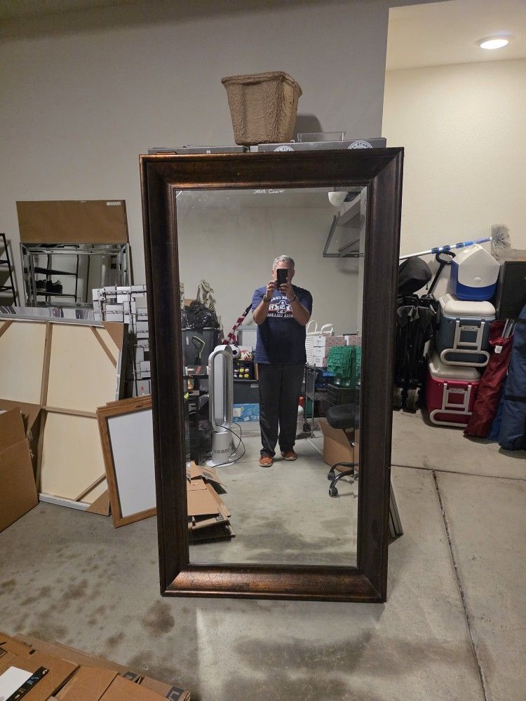 Large Mirror With Wood Frame