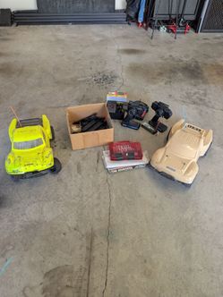 RC Car Lot with Transmitters and Parts