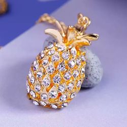 NEW Pineapple Rhinestone Pendant Necklace