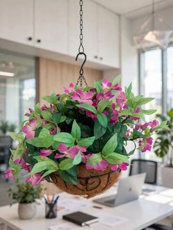 Artificial Hanging Basket with Pink Flowers