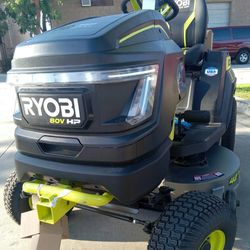 Ryobi 80V HP Brushless 42in. Battery Electric Cordless Riding Lawn Tractor with (3) 80V 10 Ah Batteries and Charger 