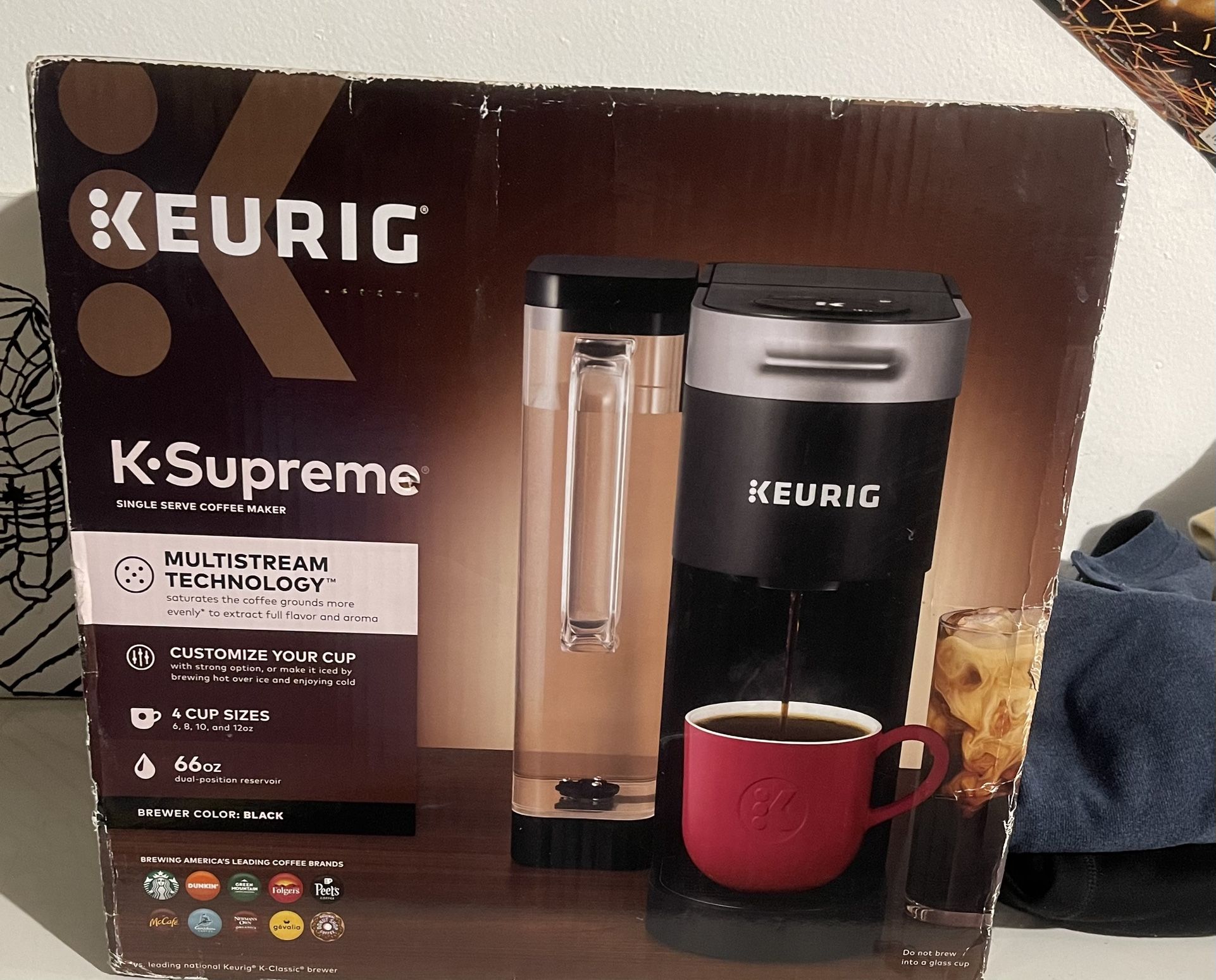 Keurig K-Supreme Single-Serve K-Cup Pod Coffee Maker - Black: Automatic Shut-Off, Removable Reservoir, Brews Iced Coffee