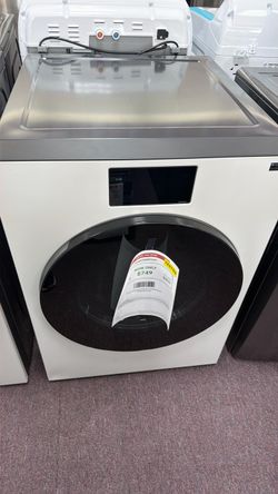Samsung 7.6 cu ft vented Front Load Stackable Bespoke Al Ultra Capacity Electric Dryer in Ivory w/Al OptiDry+